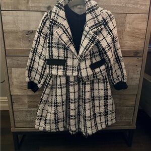 Girls plaid dress with take on/off matching coat